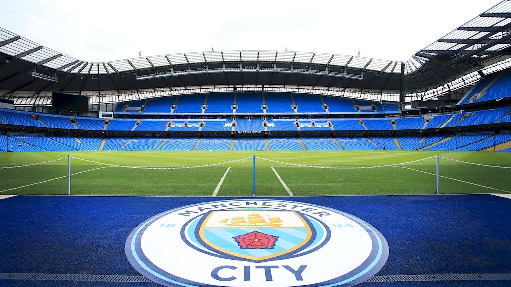 Manchester Citys crest is on display in the Etihad Stadium-Manchester City Wallpapers 2018