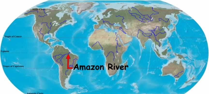 amazon river on worldmap